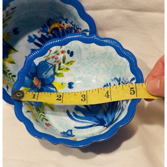 Pioneer Woman 5.25 Dip/Prep Delaney Blue Melamine Bowls NEW set of 2 cereal chic - Picture 2 of 6